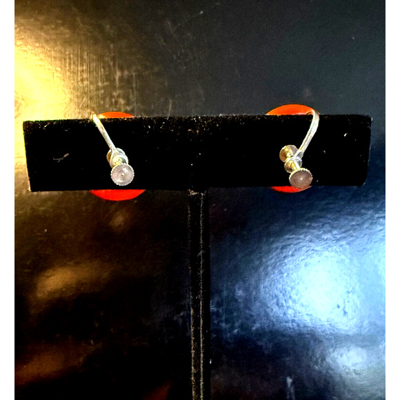 Vintage Mid-Century Screw Back Bright Orange Round Earrings Plastic Enamel MCM - Picture 6 of 7